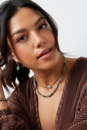 Kettenperlen mit großem Stein - Natursteinkollektion Grün Edelstahl h5 Bild2